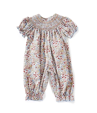 Edgehill Collection Baby Girls Smocked Floral Romper