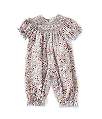 Edgehill Collection Baby Girls Smocked Floral Romper