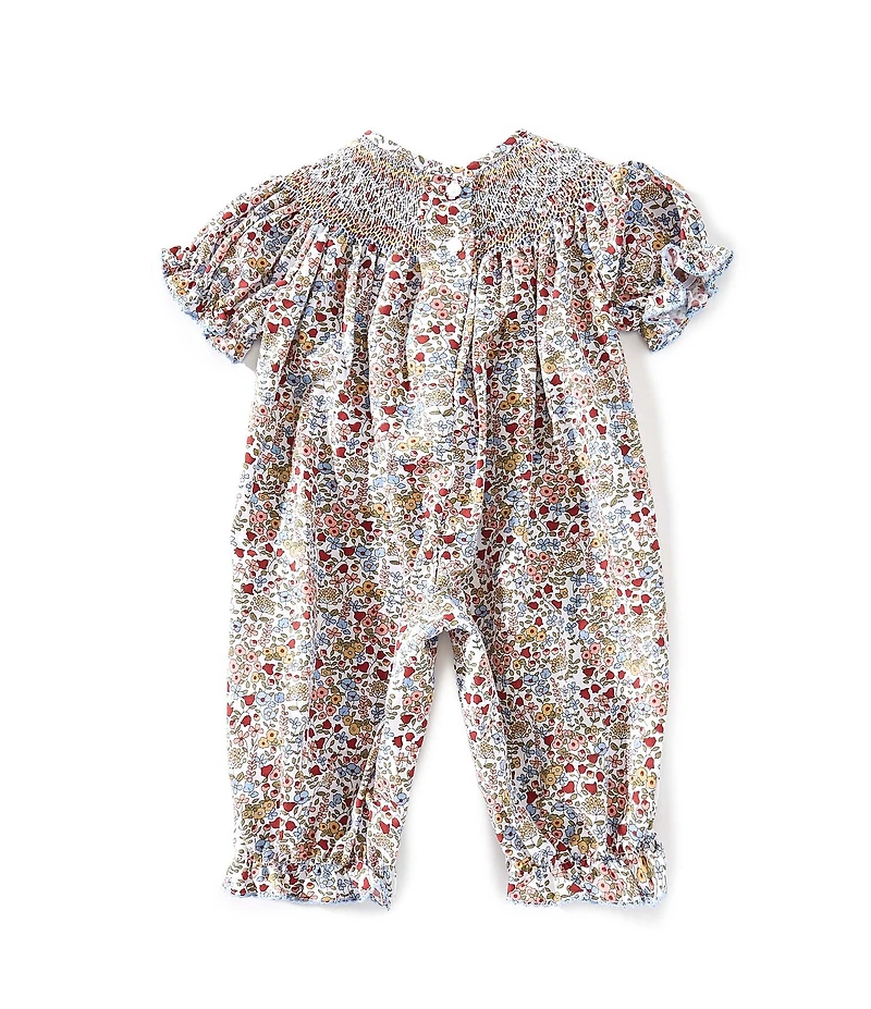 Edgehill Collection Baby Girls Smocked Floral Romper