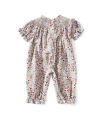 Edgehill Collection Baby Girls Smocked Floral Romper