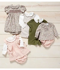 Edgehill Collection Baby Girls Smocked Peter Pan Collar Floral Dress