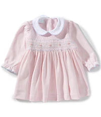 Edgehill Collection Baby Girls Solid Smocked Dress