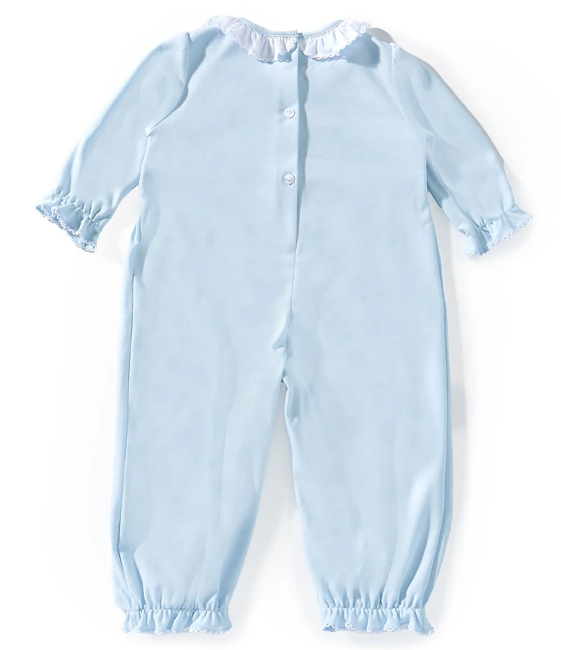 Edgehill Collection Baby Girls Solid Pima Cotton Hand Smocked Romper