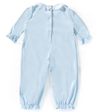 Edgehill Collection Baby Girls Solid Pima Cotton Hand Smocked Romper