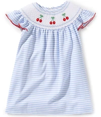 Edgehill Collection Baby Girls Stripe Smocked Cherry Dress