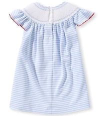 Edgehill Collection Baby Girls Stripe Smocked Cherry Dress