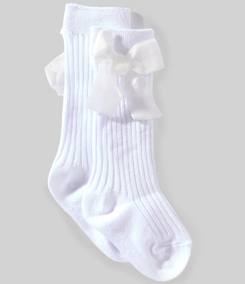 Edgehill Collection Baby Girls Velvet Bow Knee High Socks