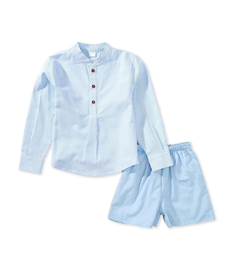 Edgehill Collection Little Boys Long Sleeve Shirt & Solid Shorts Set