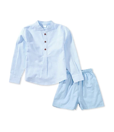 Edgehill Collection Little Boys Long Sleeve Shirt & Solid Shorts Set