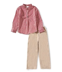 Edgehill Collection Little Boys Woven Gingham Pants Set