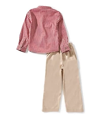 Edgehill Collection Little Boys Woven Gingham Pants Set
