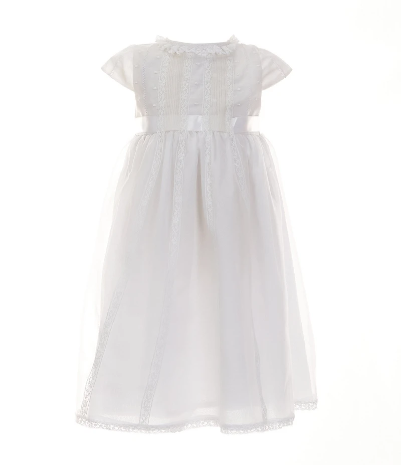 Edgehill Collection Little Girls 2T-6X Round Neck Short Sleeve Lace Heirloom Dress