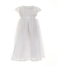 Edgehill Collection Little Girls 2T-6X Round Neck Short Sleeve Lace Heirloom Dress