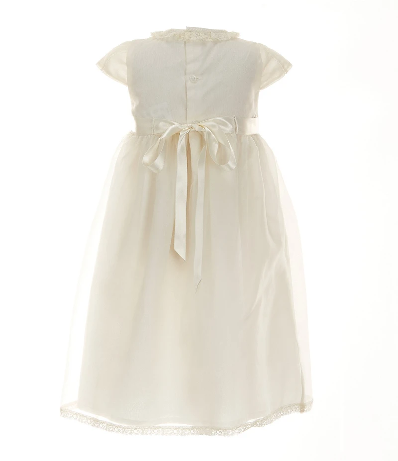 Edgehill Collection Little Girls 2T-6X Round Neck Short Sleeve Lace Heirloom Dress