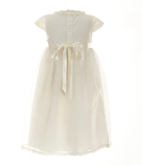 Edgehill Collection Little Girls 2T-6X Round Neck Short Sleeve Lace Heirloom Dress