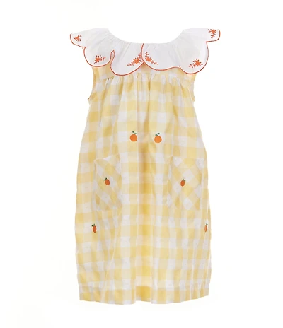 Edgehill Collection Little Girls Embroidered Oranges Gingham Dress
