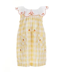 Edgehill Collection Little Girls Embroidered Oranges Gingham Dress