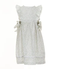 Edgehill Collection Little Girls Gingham Side-Tie Sleeveless Floral Dress