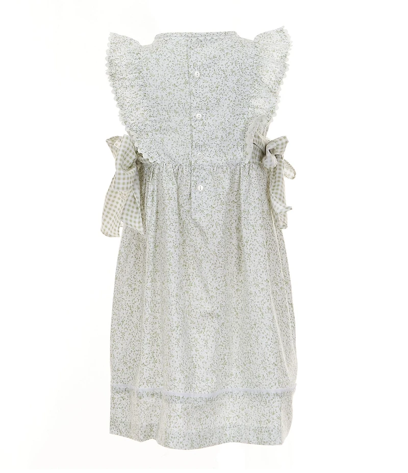 Edgehill Collection Little Girls Gingham Side-Tie Sleeveless Floral Dress