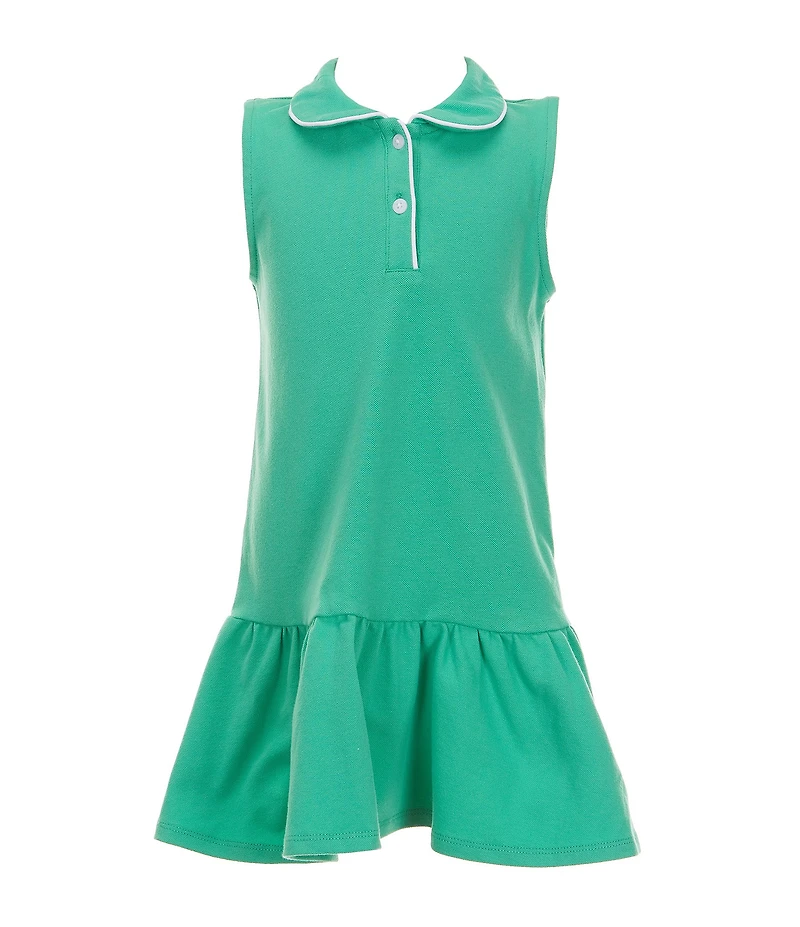 Edgehill Collection Little Girls Pique Peter Pan Collar Sleeveless Dress
