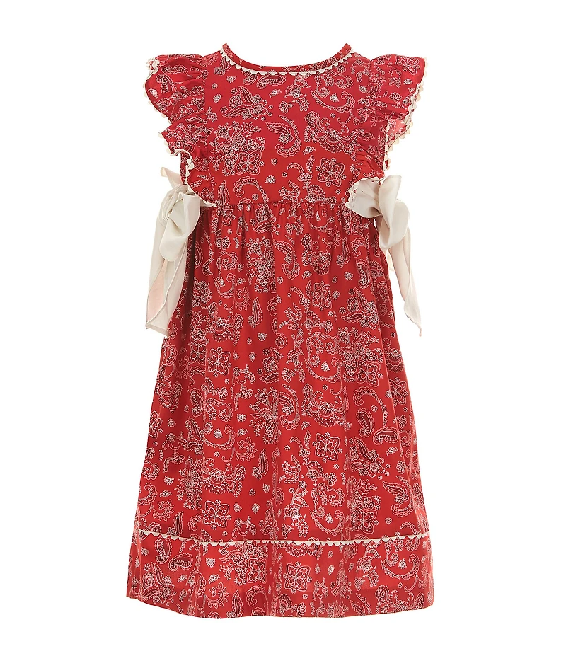 Edgehill Collection Little Girls Sleeveless Bandana Print Side-Tie Dress