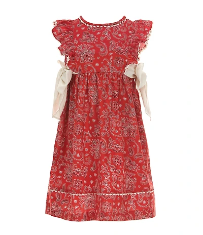 Edgehill Collection Little Girls Sleeveless Bandana Print Side-Tie Dress