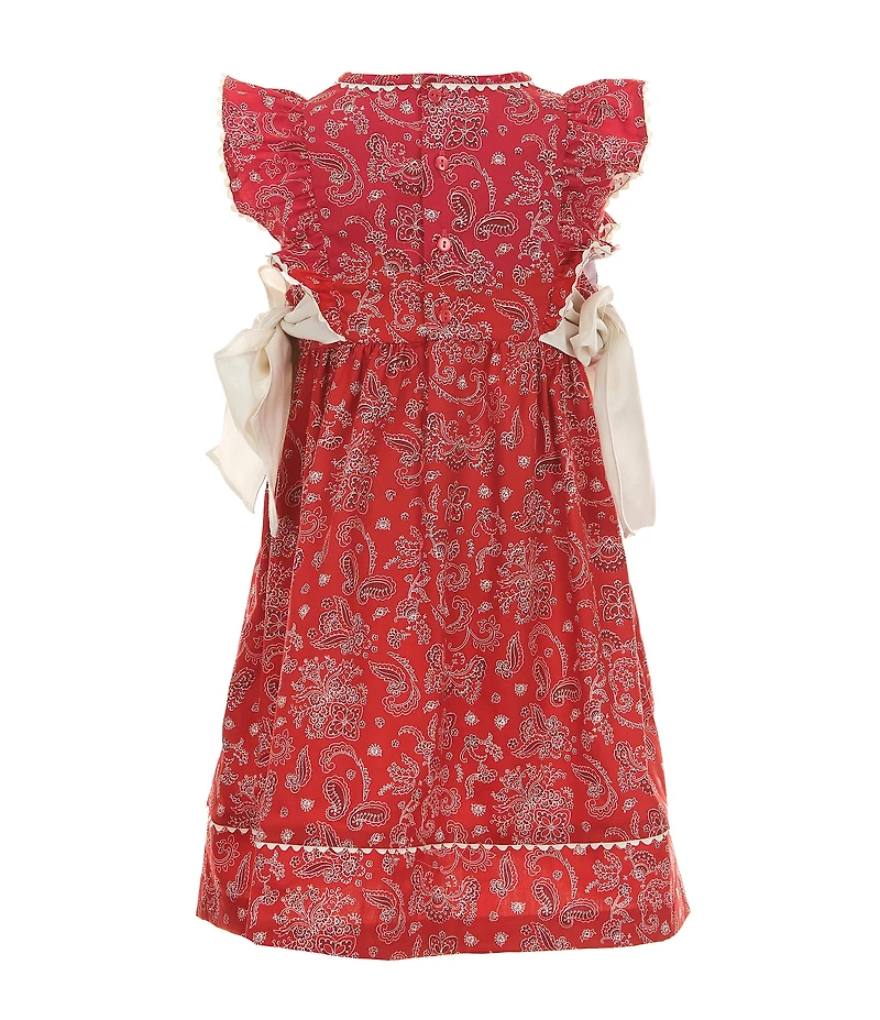 Edgehill Collection Little Girls Sleeveless Bandana Print Side-Tie Dress