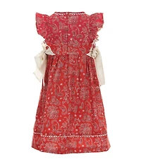 Edgehill Collection Little Girls Sleeveless Bandana Print Side-Tie Dress