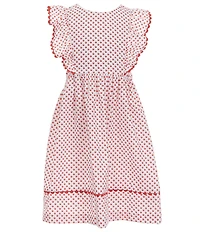 Edgehill Collection Little Girls Apple Pinafore Round Neck Sleeveless Ruffle Dress