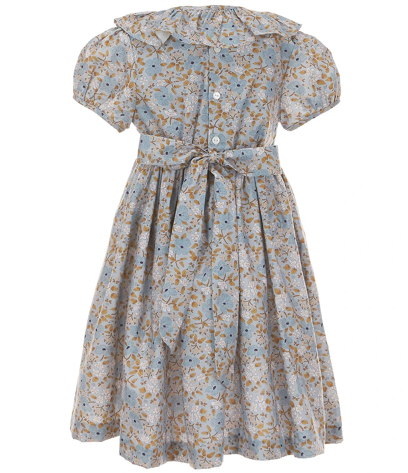 Edgehill Collection Little Girls Blue Floral Smocked Dress