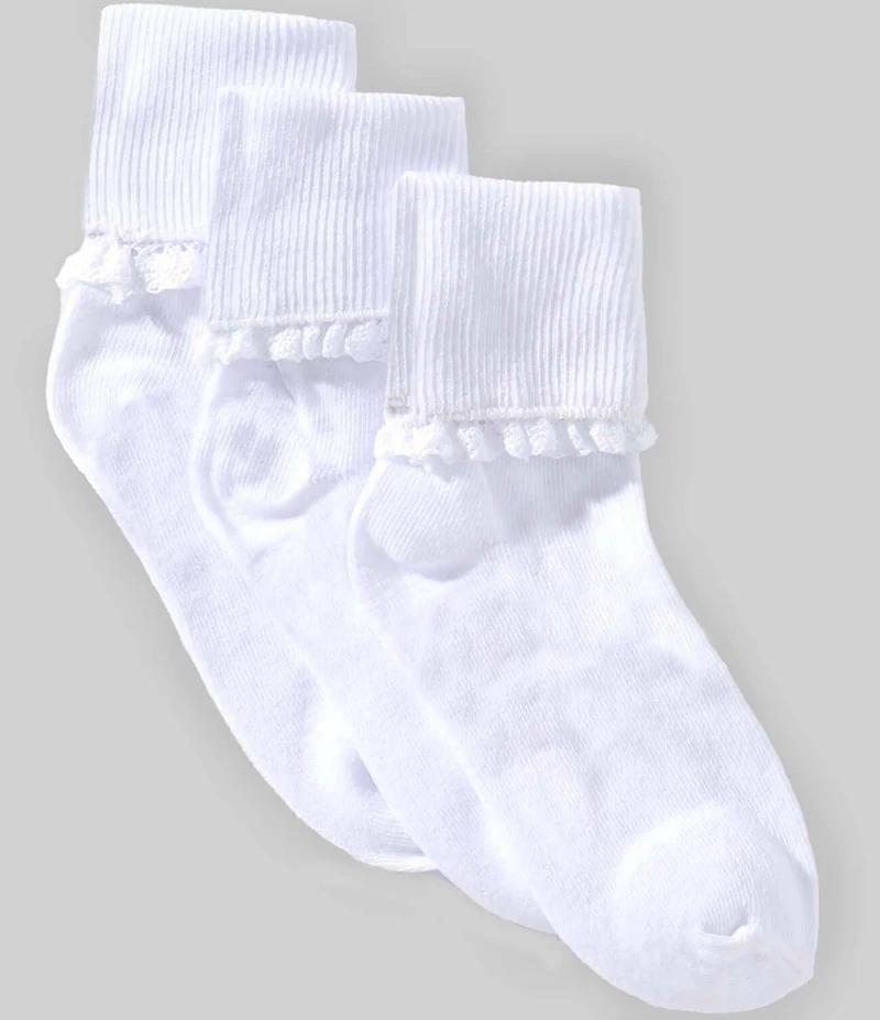 Edgehill Collection Little Girls Crochet Lace 3-Pack Socks