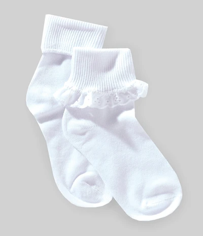 Edgehill Collection Little Girls Fold Over Eyelet Socks 2-Pack