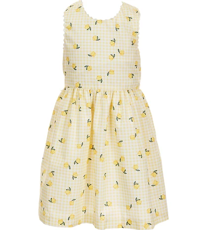 Edgehill Collection Little Girls Gingham Lemon Pinafore Dress