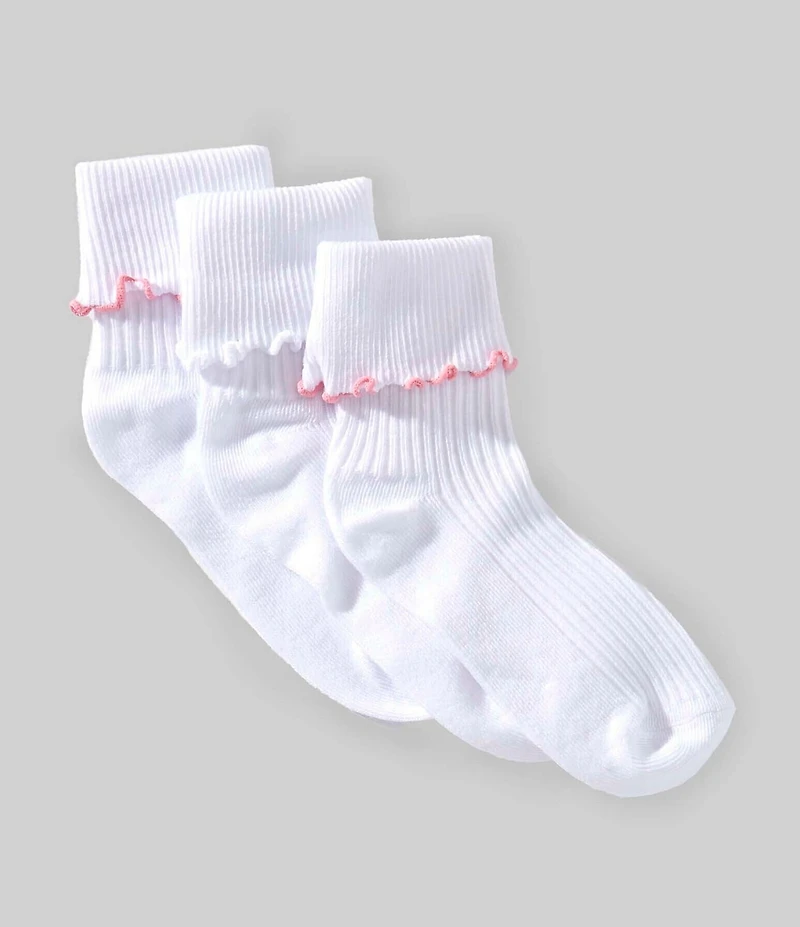 Edgehill Collection Little Girls Lettuce Edge 2-Pack Socks