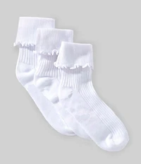 Edgehill Collection Little Girls Lettuce Edge 2-Pack Socks