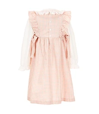 Edgehill Collection Little Girls Long Sleeve Check Side-Bow Dress