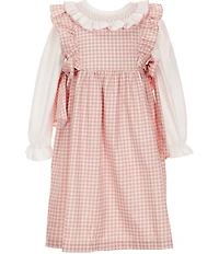 Edgehill Collection Little Girls Long Sleeve Check Side-Bow Dress