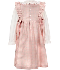 Edgehill Collection Little Girls Long Sleeve Check Side-Bow Dress