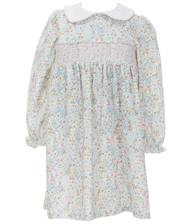 Edgehill Collection Little Girls Long Sleeve Ditsy Floral Dress