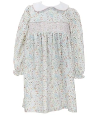 Edgehill Collection Little Girls Long Sleeve Ditsy Floral Dress