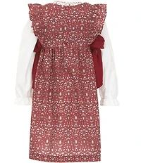 Edgehill Collection Little Girls Long Sleeve Floral Bow Dress