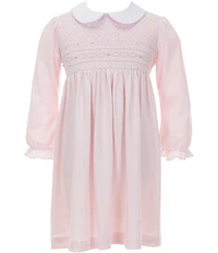 Edgehill Collection Little Girls Pima Cotton Solid Smocked Dress