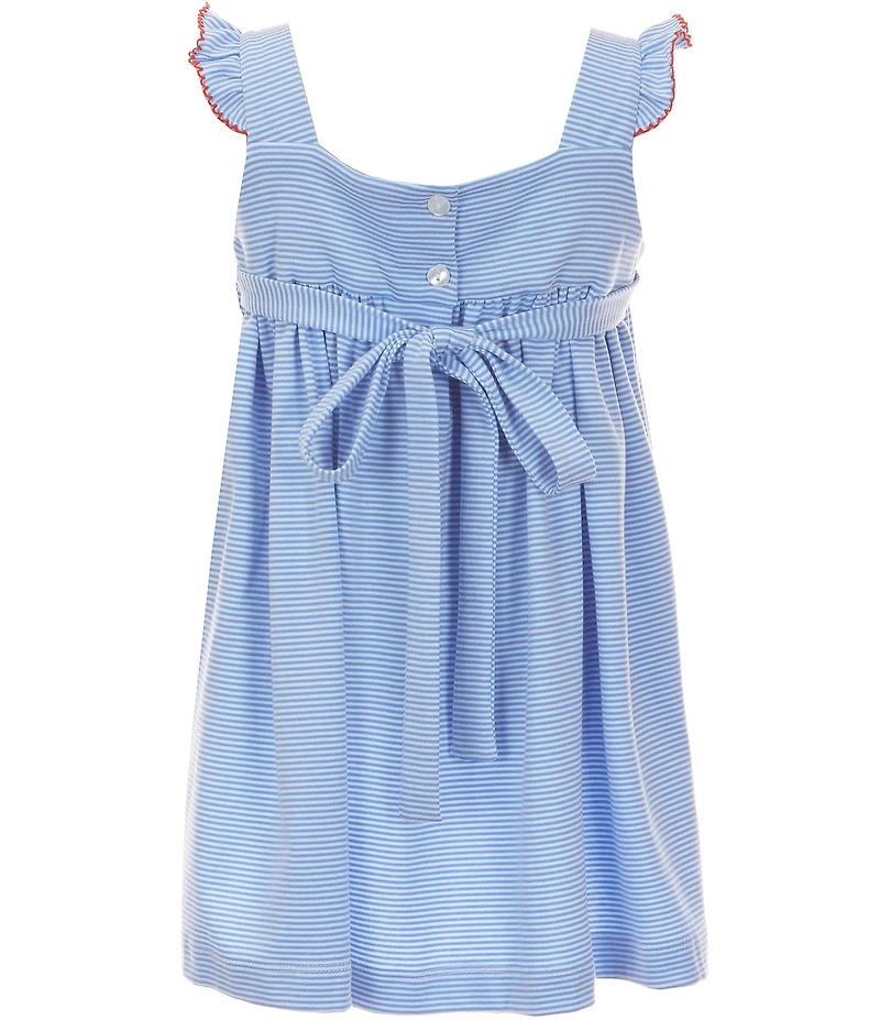 Edgehill Collection Little Girls Flutter Sleeve Sailboat Smocked Embroidery Dress