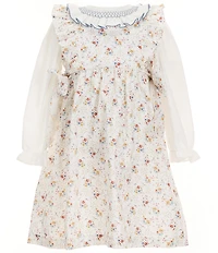 Edgehill Collection Little Girls Side-Tie Floral Dress and Long Sleeve Top Set