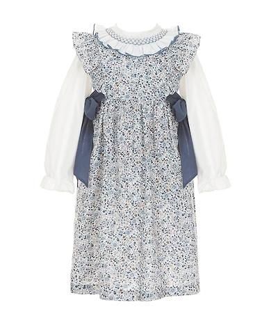 Edgehill Collection Little Girls Side-Tie Floral Dress and Long Sleeve Top Set