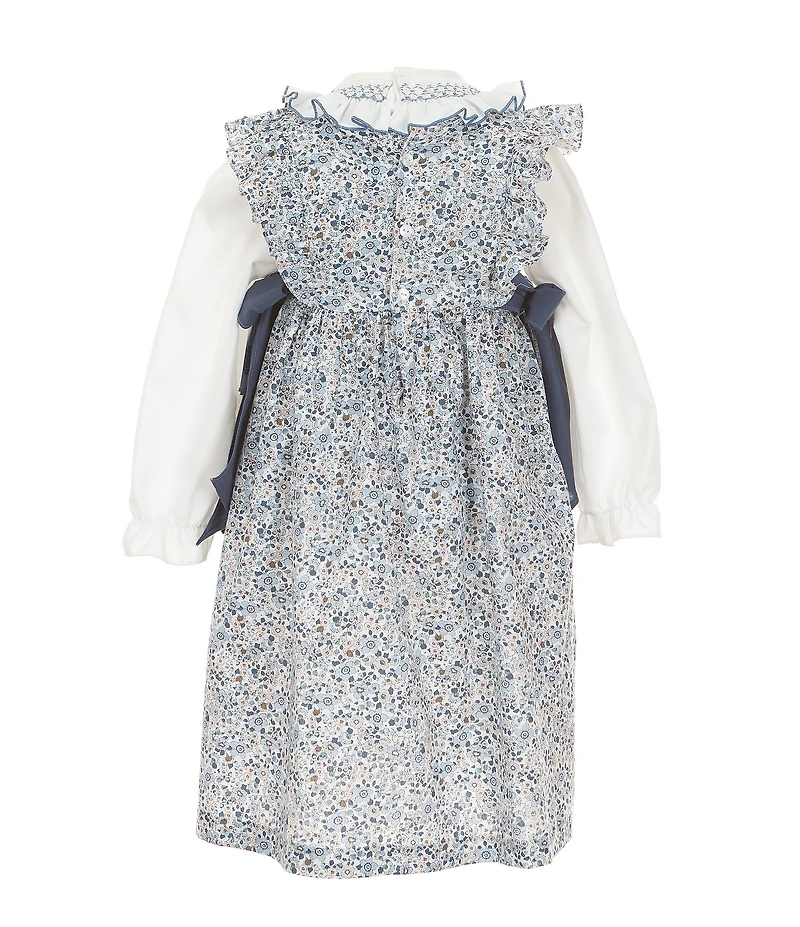 Edgehill Collection Little Girls Side-Tie Floral Dress and Long Sleeve Top Set