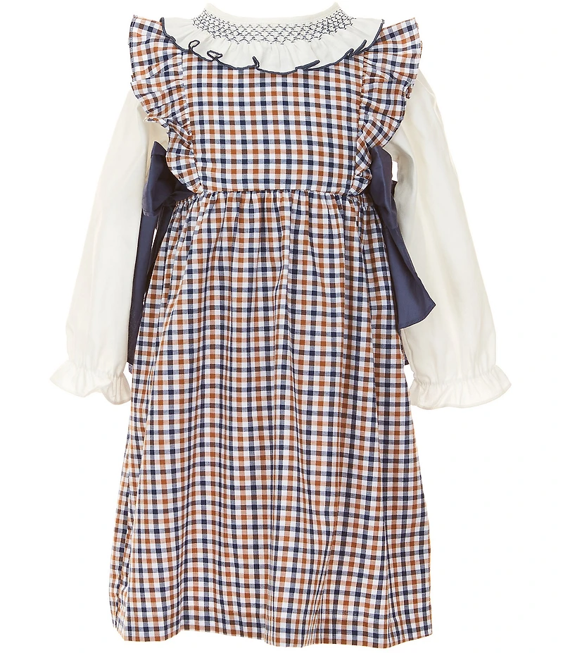 Edgehill Collection Little/Big Girls Side-Tie Plaid Dress and Long Sleeve Top Set