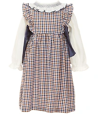 Edgehill Collection Little/Big Girls Side-Tie Plaid Dress and Long Sleeve Top Set