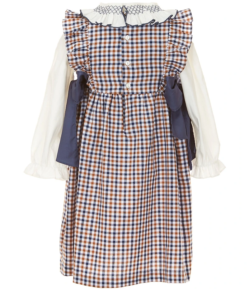 Edgehill Collection Little/Big Girls Side-Tie Plaid Dress and Long Sleeve Top Set