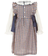 Edgehill Collection Little/Big Girls Side-Tie Plaid Dress and Long Sleeve Top Set